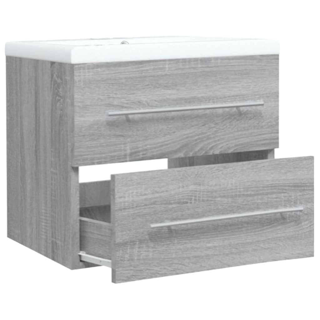 vidaXL Mueble de baño con lavabo madera contrachapada gris Sonoma