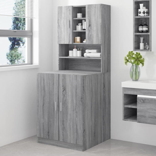 vidaXL Armario para lavadora madera contrachapada gris Sonoma