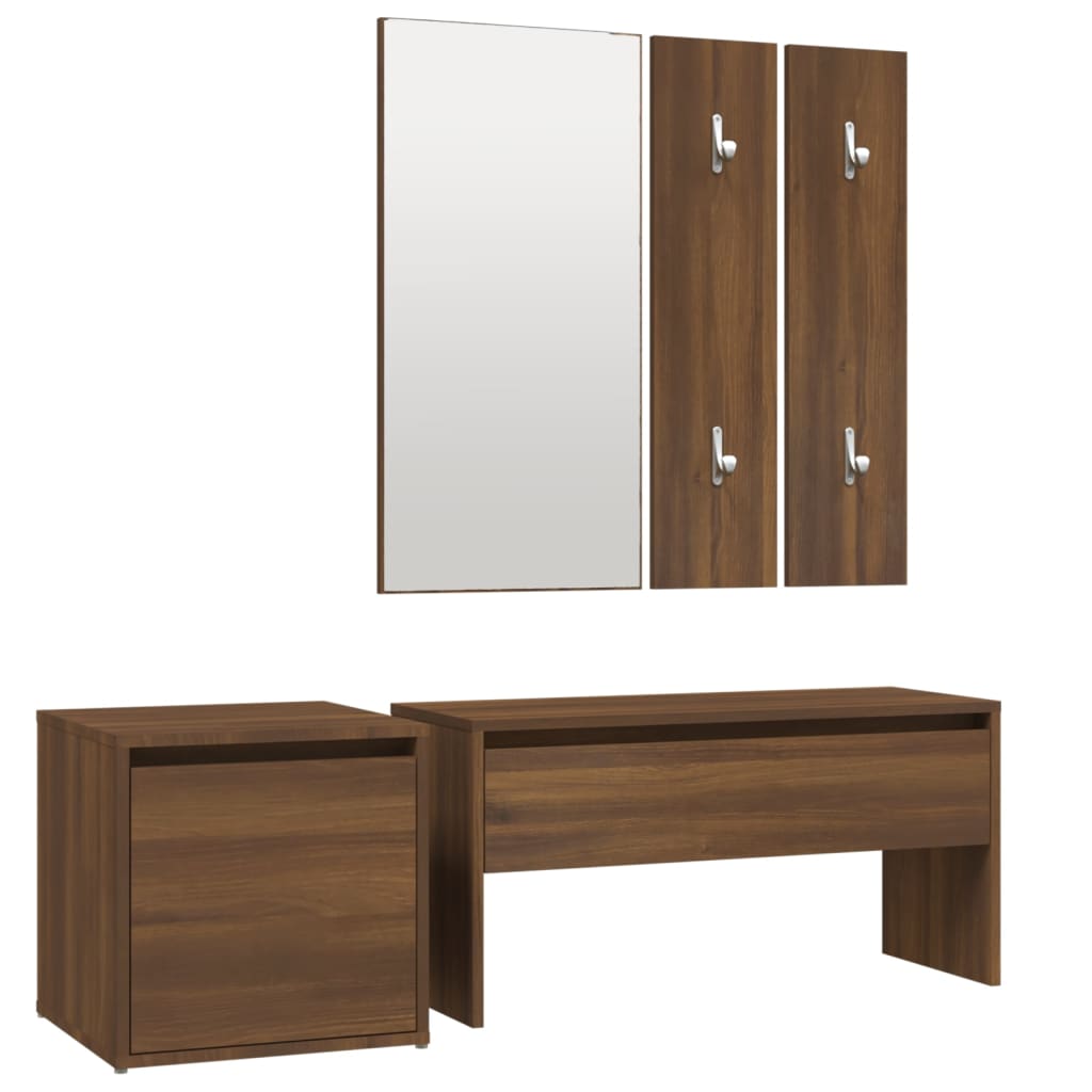 vidaXL Set de muebles de recibidor madera contrachapada roble marrón