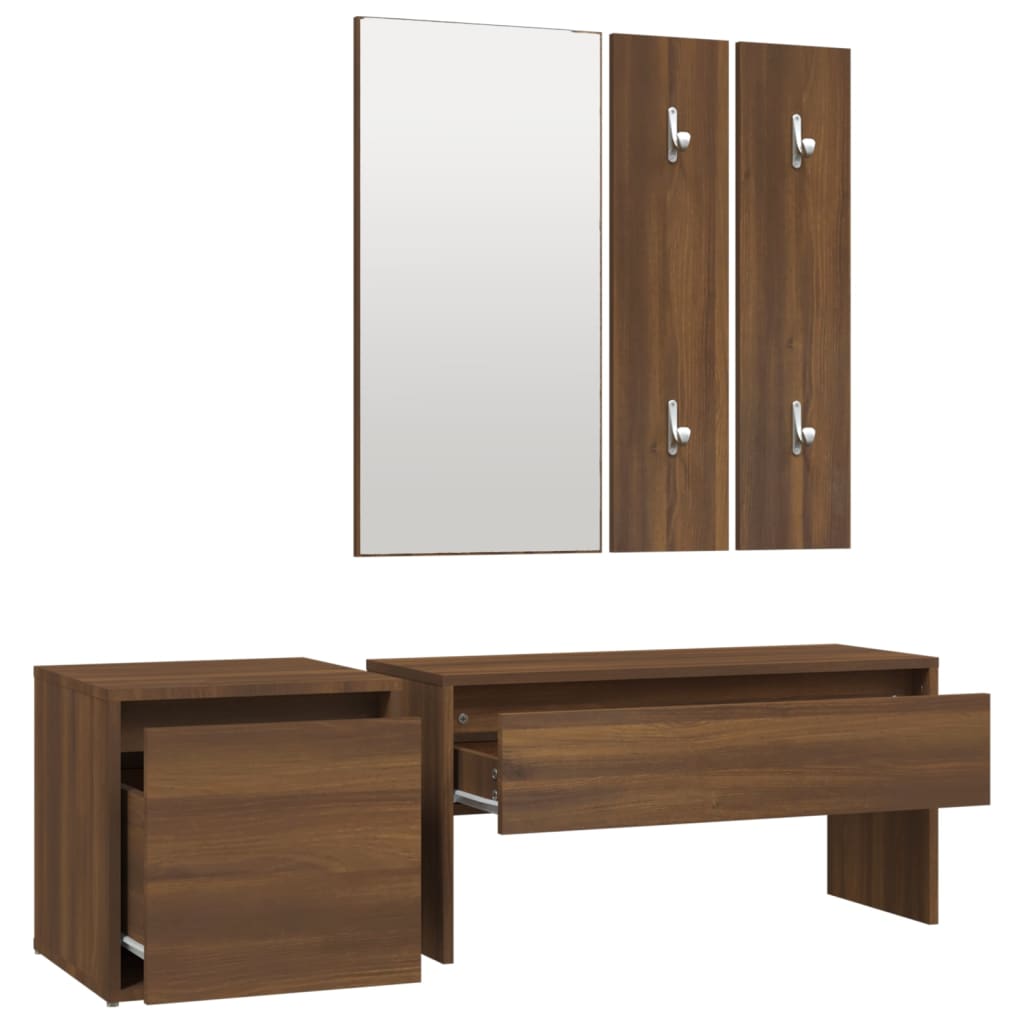 vidaXL Set de muebles de recibidor madera contrachapada roble marrón