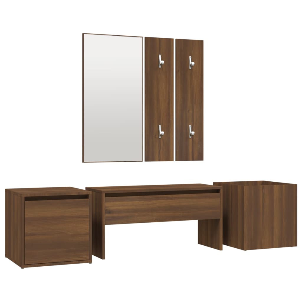 vidaXL Set de muebles de recibidor madera contrachapada roble marrón