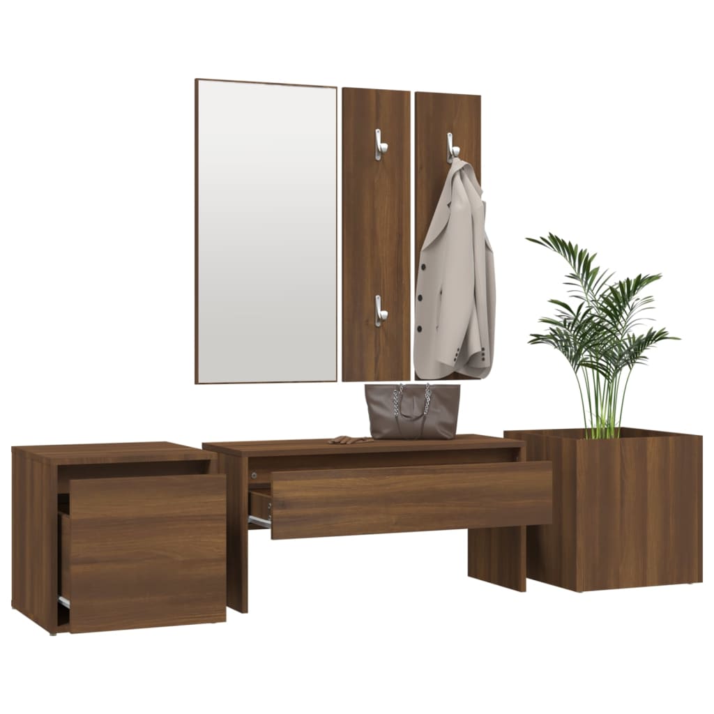 vidaXL Set de muebles de recibidor madera contrachapada roble marrón