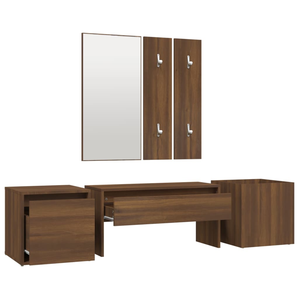 vidaXL Set de muebles de recibidor madera contrachapada roble marrón