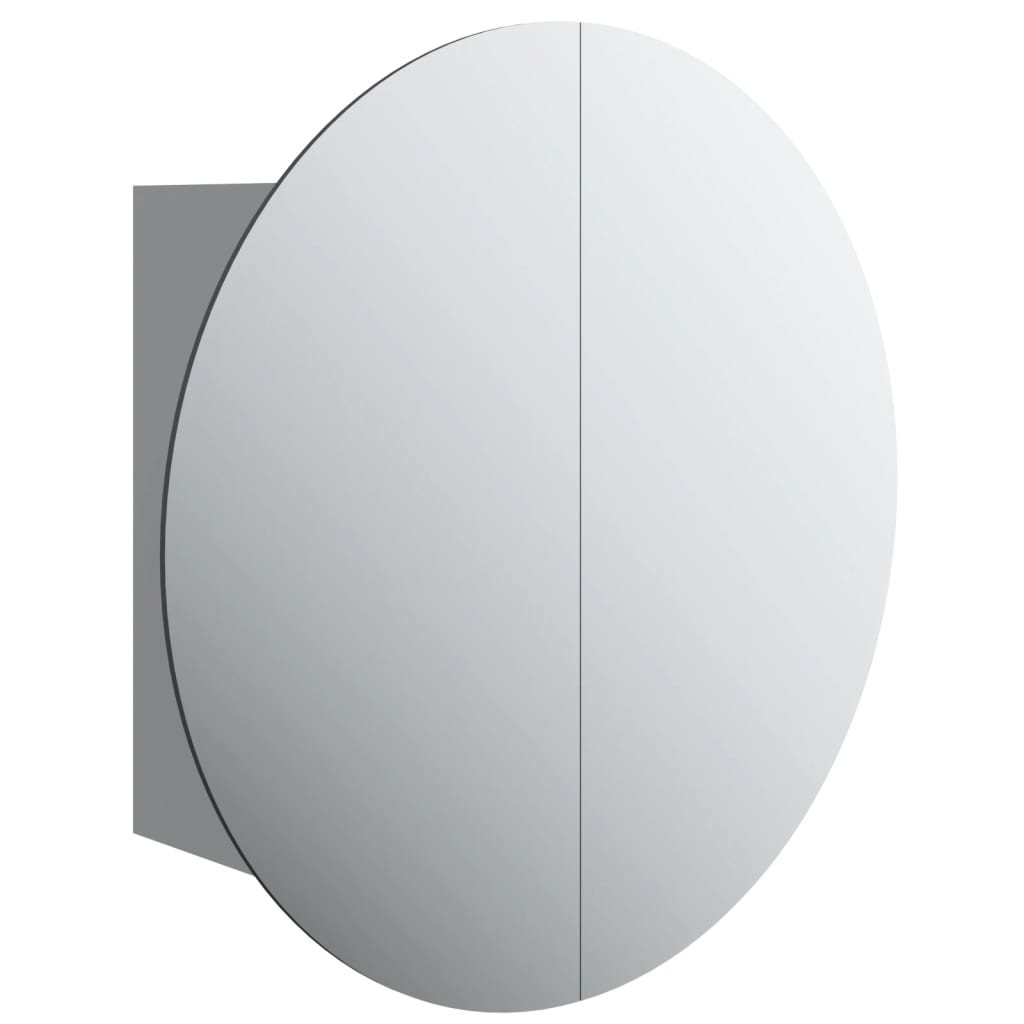 vidaXL Armario de baño con espejo redondo y LED gris 40x40x17,5 cm