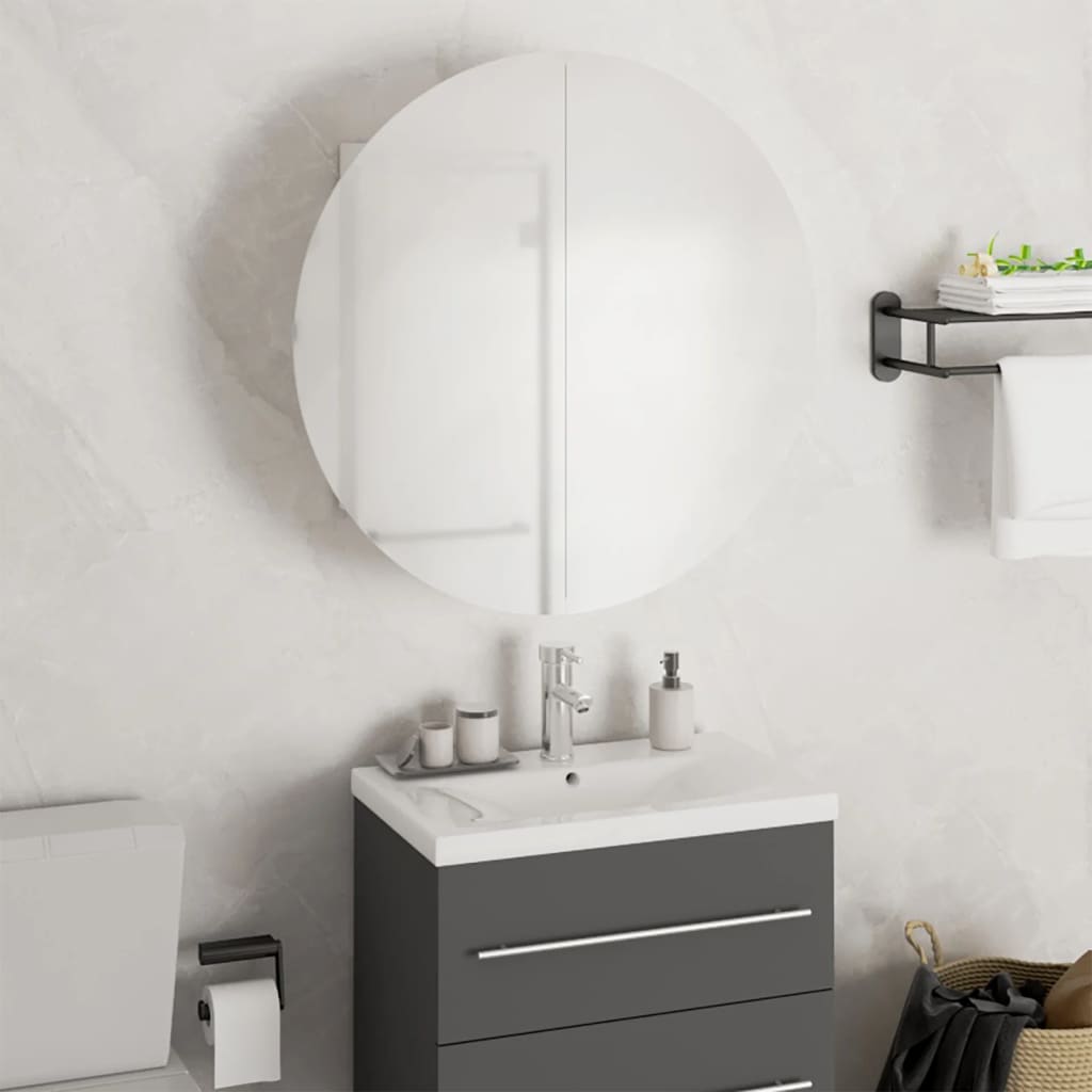 vidaXL Armario de baño con espejo redondo y LED blanco 47x47x17,5 cm