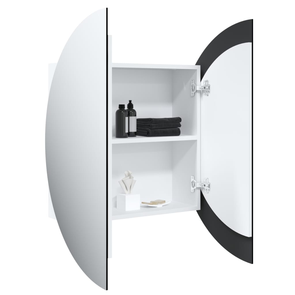 vidaXL Armario de baño con espejo redondo y LED blanco 54x54x17,5 cm