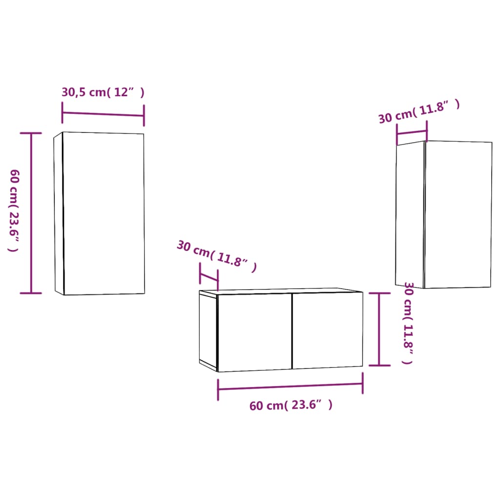 vidaXL Set de muebles de TV 3 pzas madera contrachapada roble ahumado