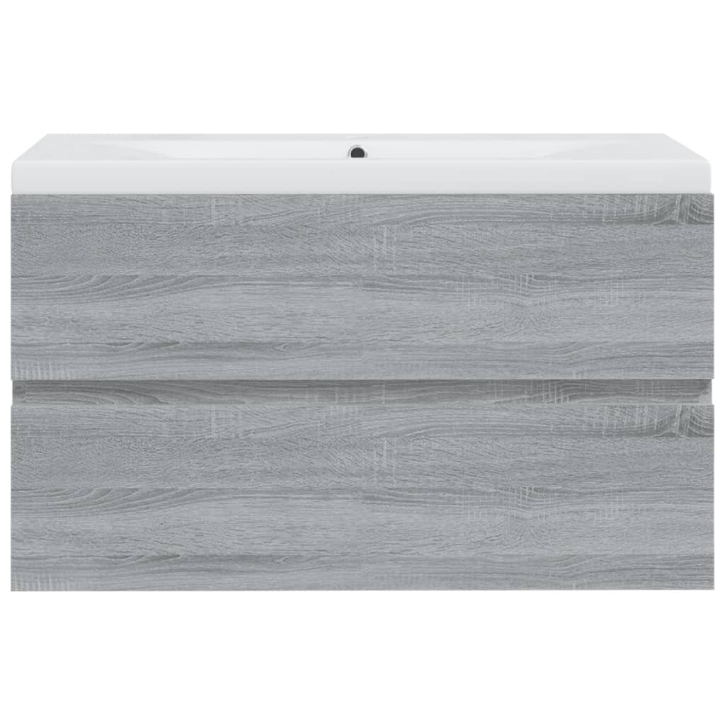 vidaXL Mueble de baño con lavabo madera contrachapada gris Sonoma