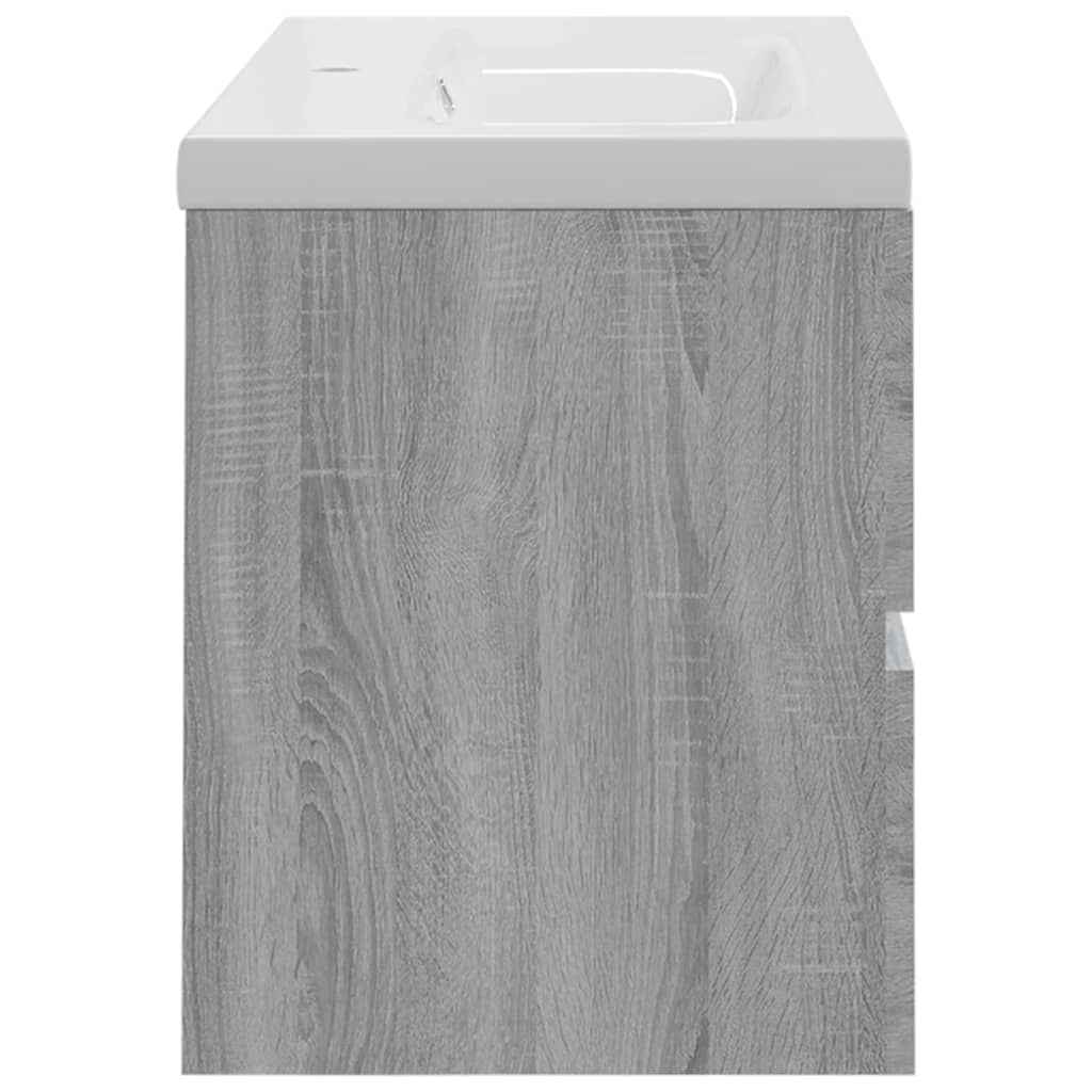 vidaXL Mueble de baño con lavabo madera contrachapada gris Sonoma