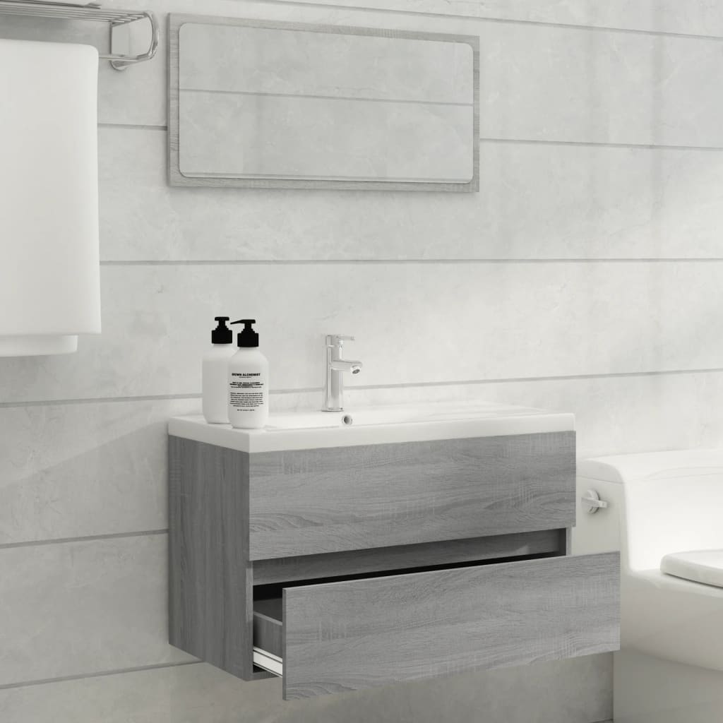 vidaXL Mueble de baño con lavabo madera contrachapada gris Sonoma