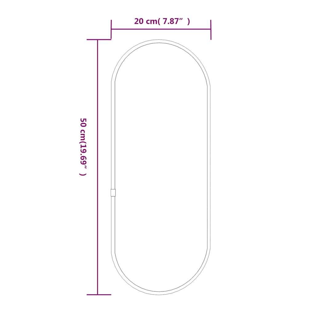 vidaXL Espejo de pared ovalado plateado 50x20 cm