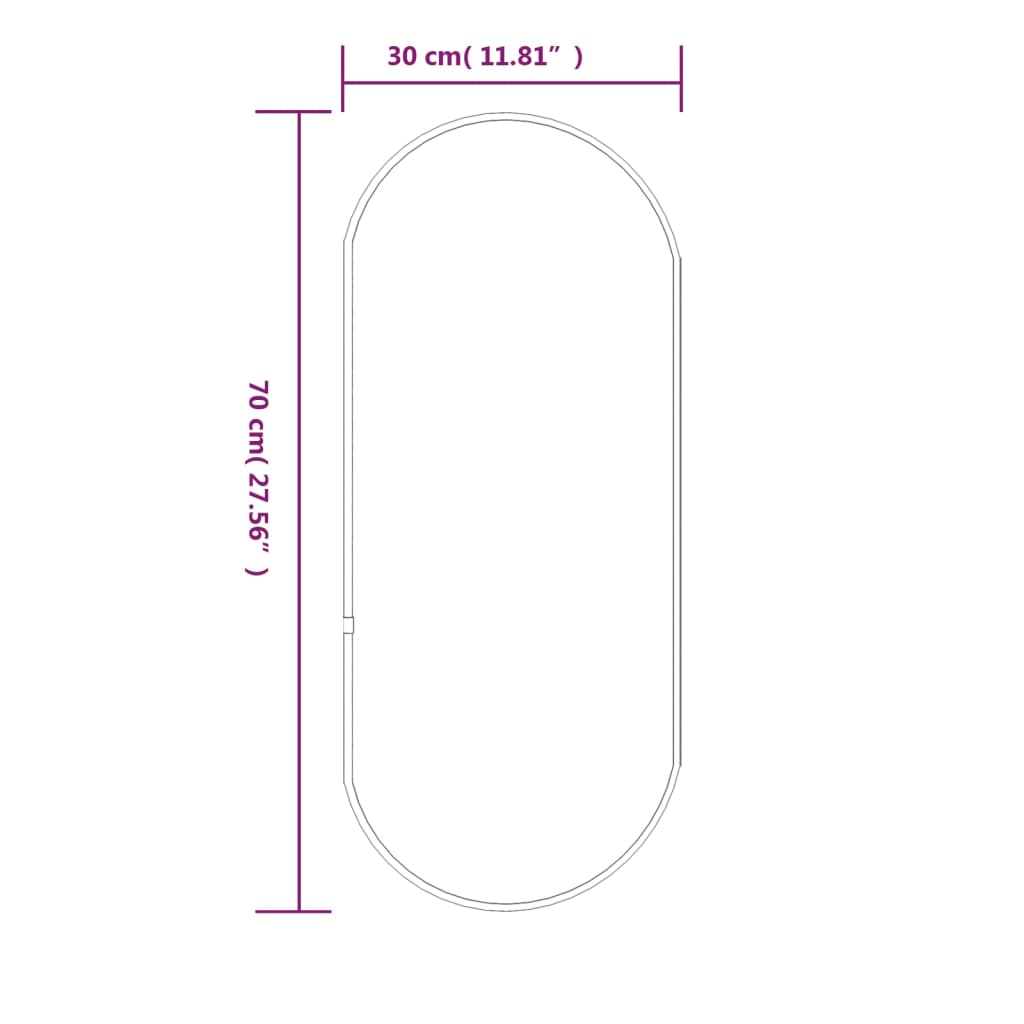 vidaXL Espejo de pared ovalado plateado 70x30 cm