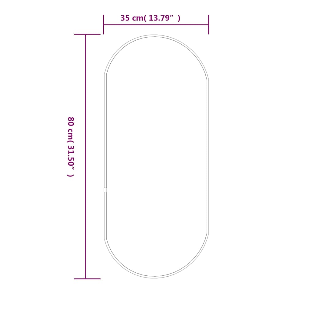 vidaXL Espejo de pared ovalado plateado 80x35 cm