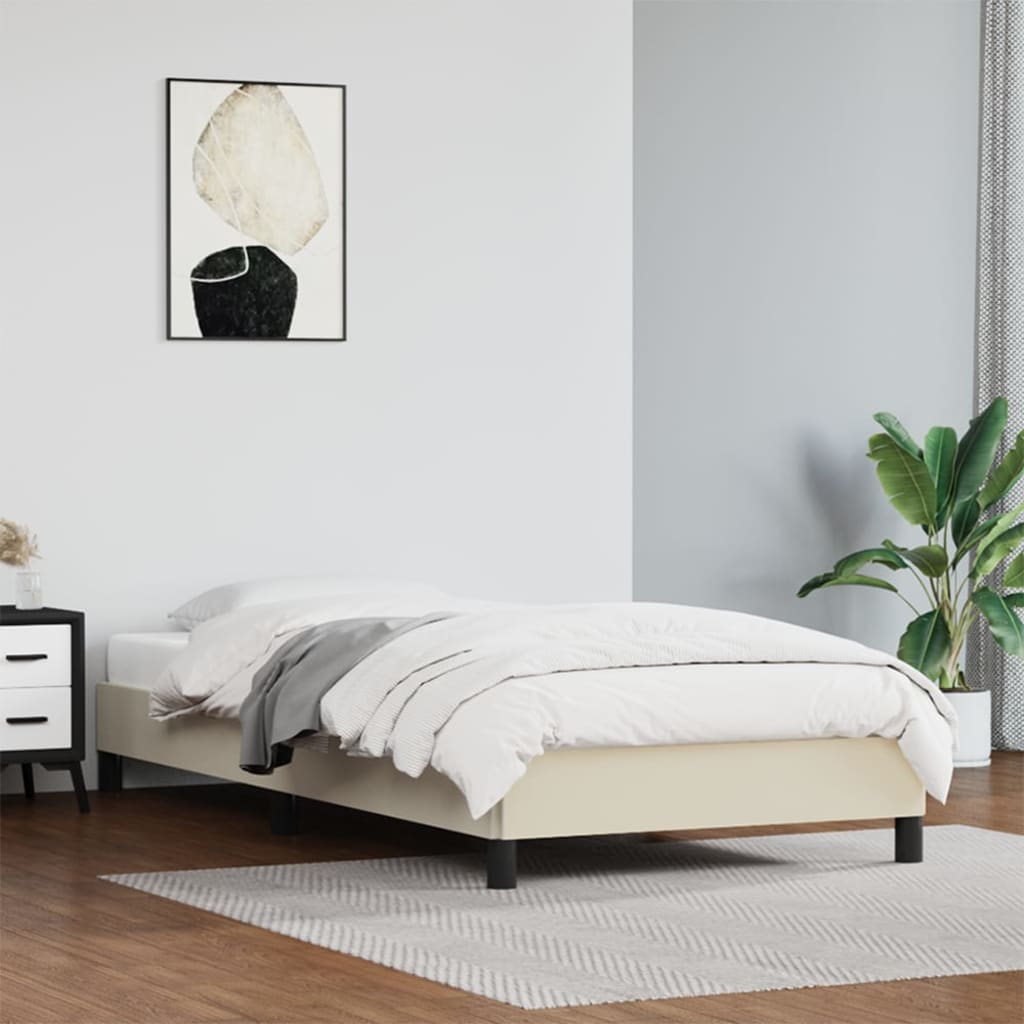 vidaXL Estructura de cama sin colchón cuero sintético crema 90x190 cm