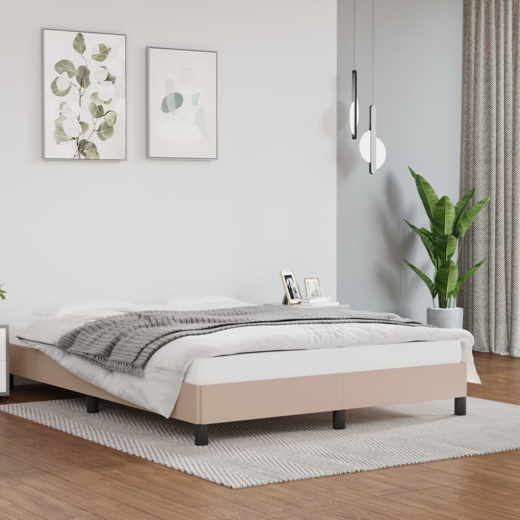 vidaXL Estructura cama sin colchón cuero sintético capuchino 140x200cm