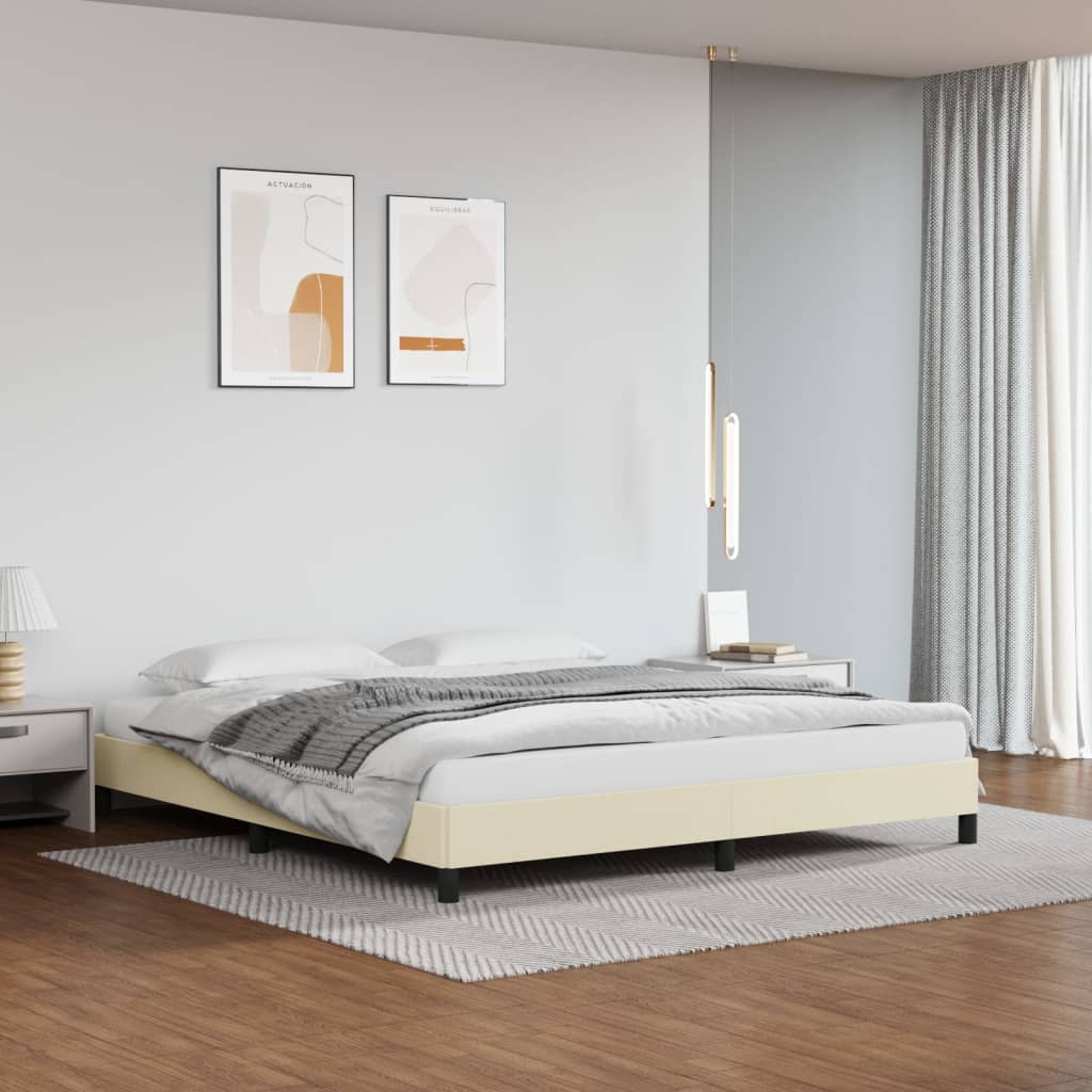 vidaXL Estructura de cama sin colchón cuero sintético crema 160x200 cm