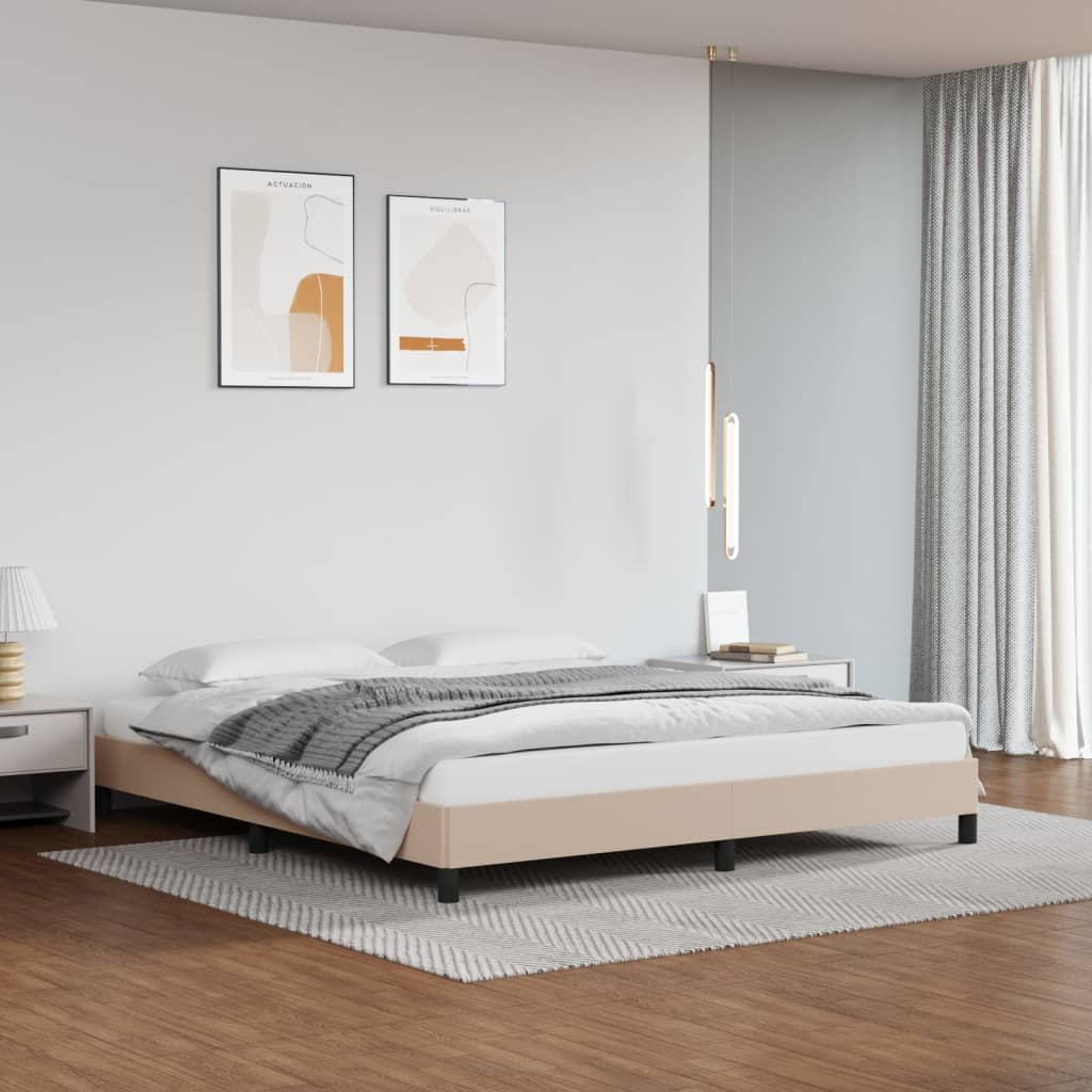 vidaXL Estructura cama sin colchón cuero sintético capuchino 160x200cm