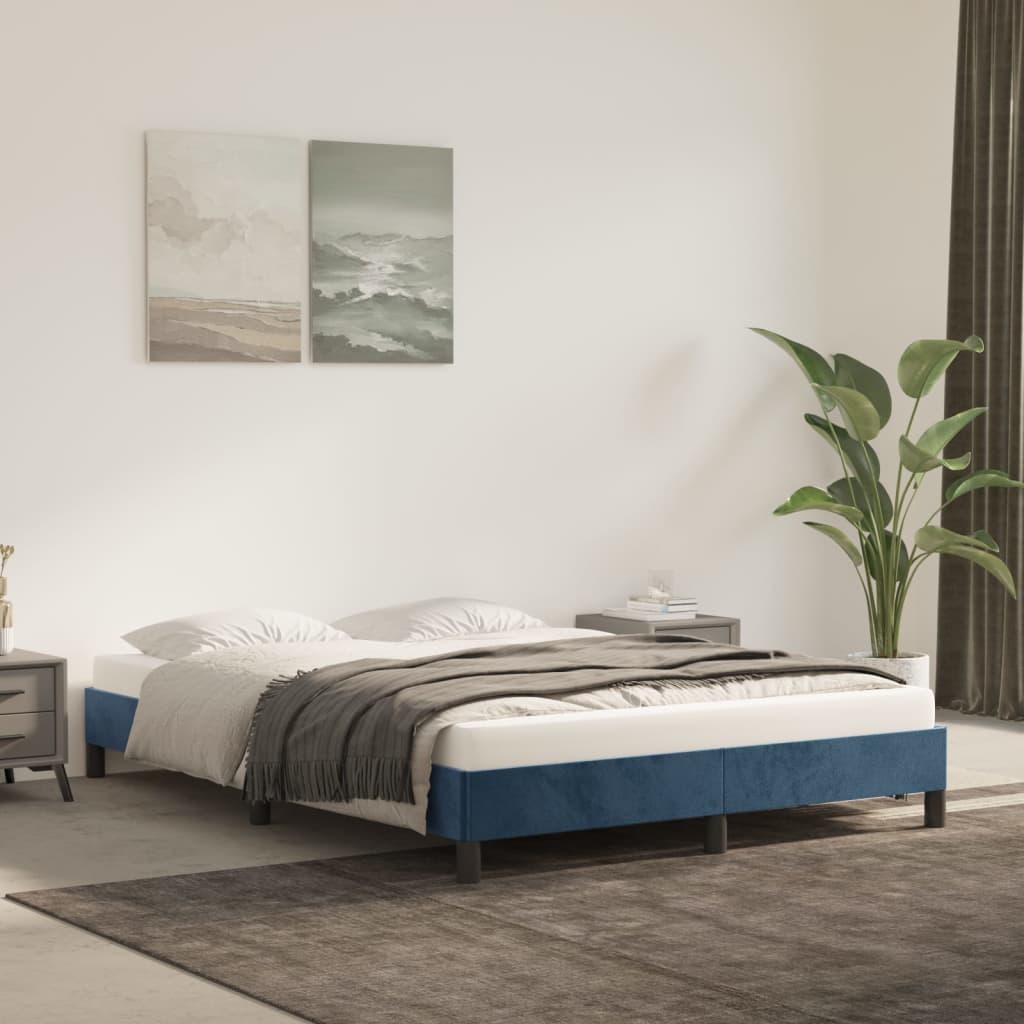 vidaXL Estructura de cama sin colchón terciopelo azul oscuro 140x190cm