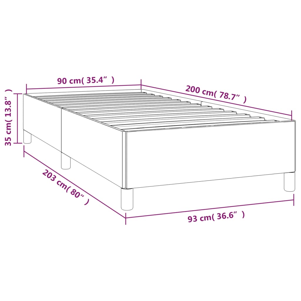 vidaXL Estructura de cama sin colchón tela negro 90x200 cm