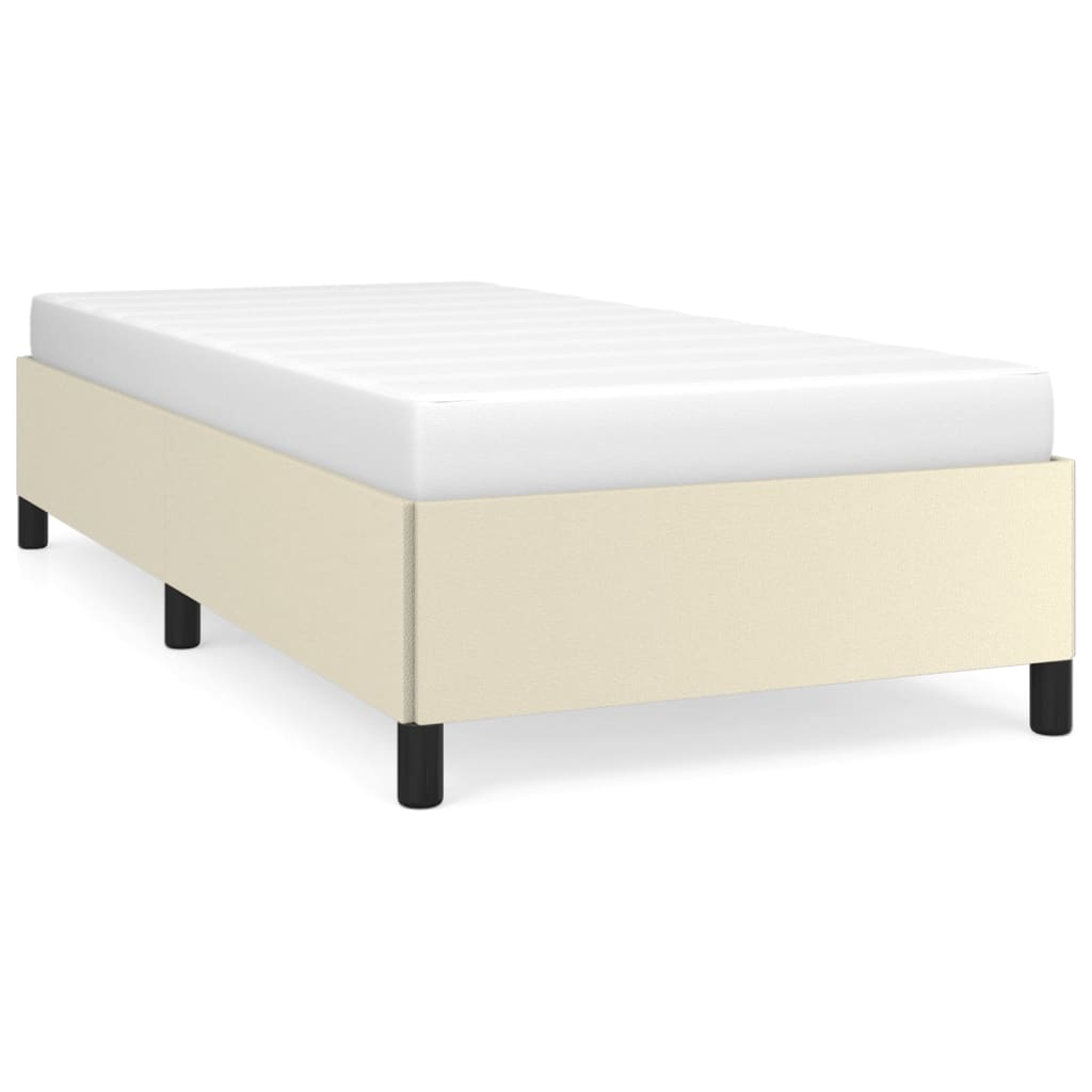 vidaXL Estructura de cama sin colchón cuero sintético crema 90x200 cm