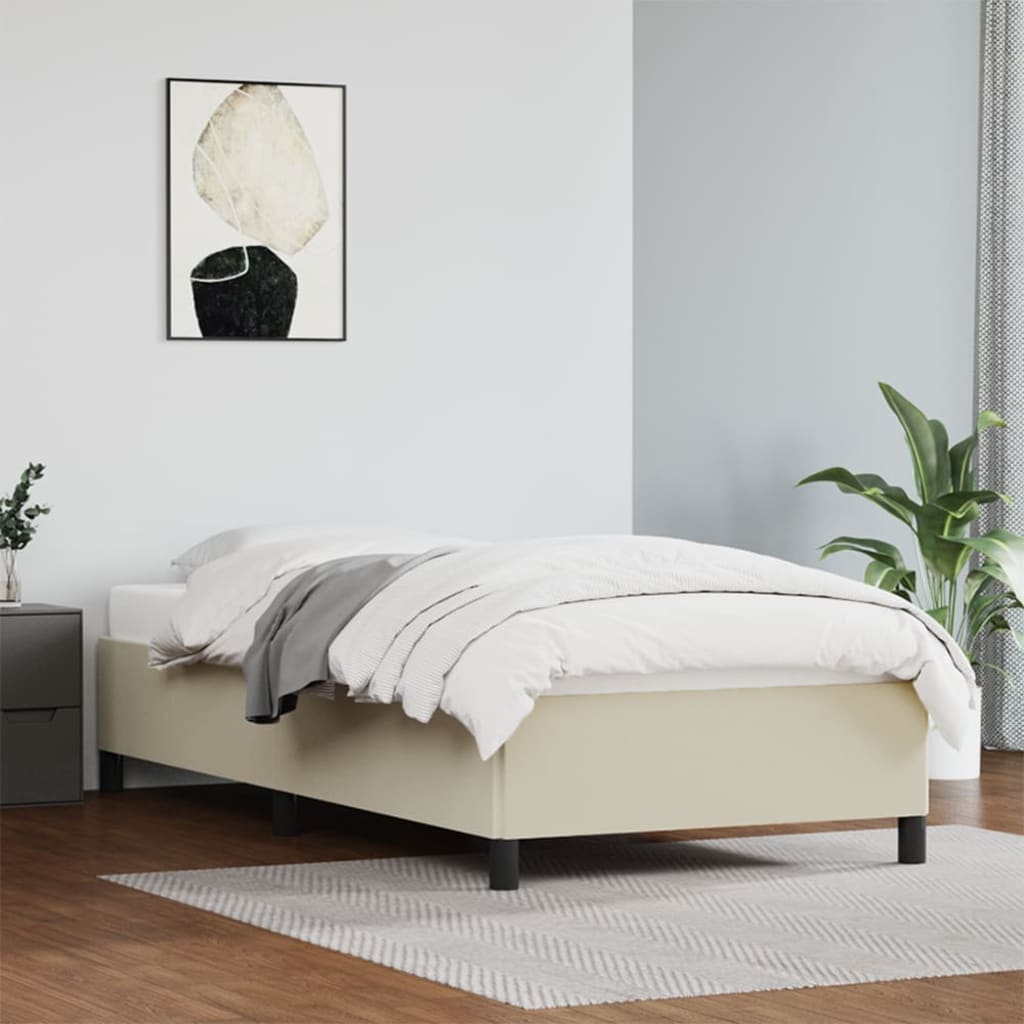 vidaXL Estructura de cama sin colchón cuero sintético crema 90x200 cm