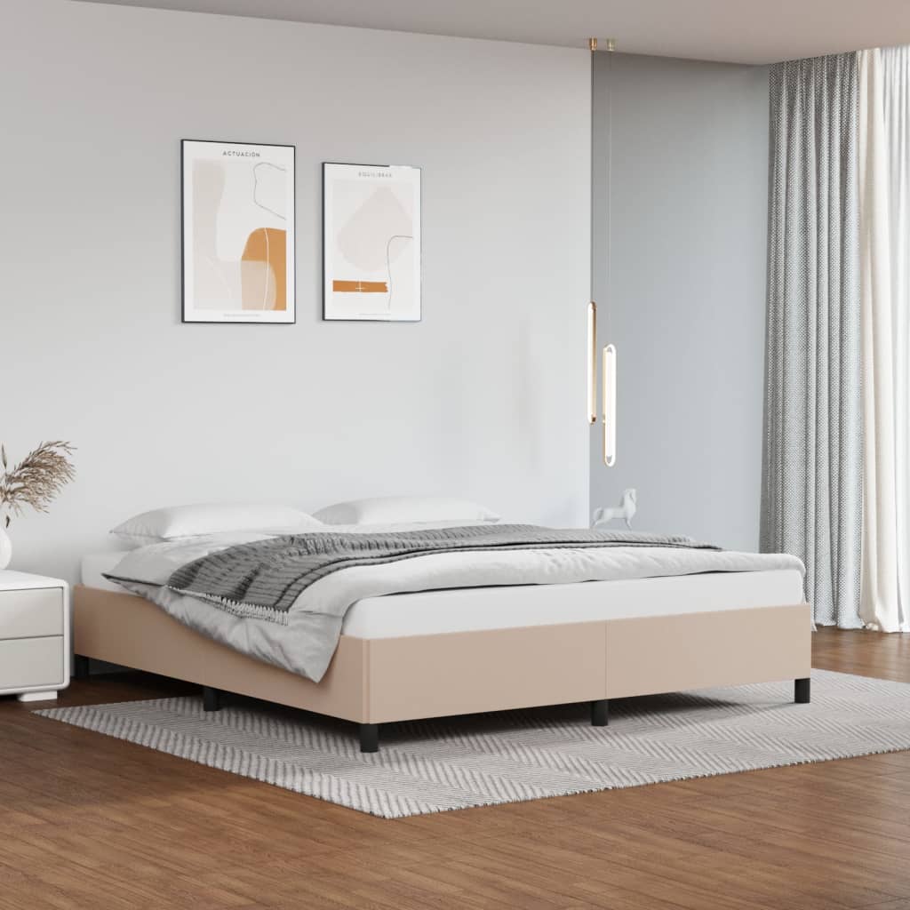 vidaXL Estructura cama sin colchón cuero sintético capuchino 180x200cm