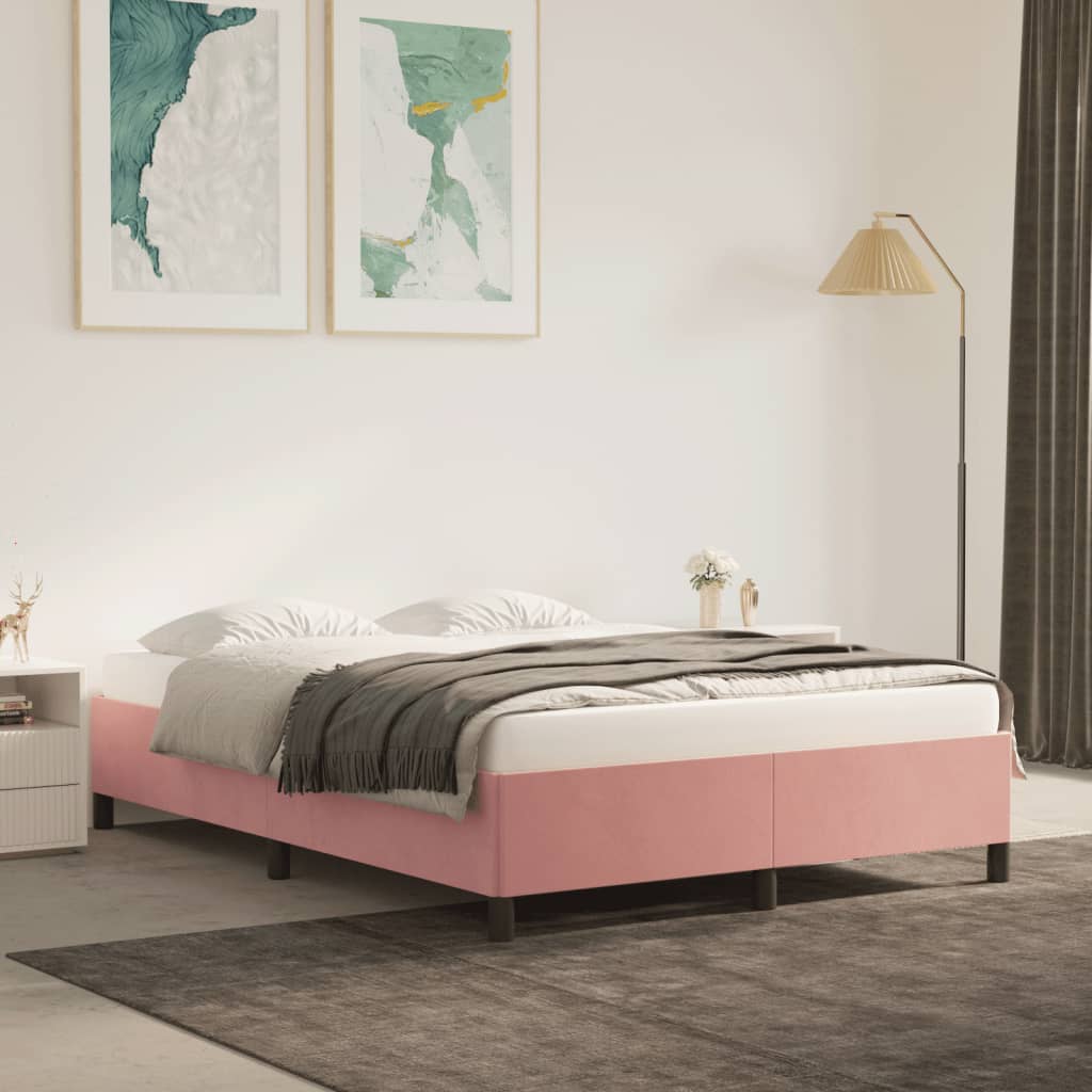 vidaXL Estructura de cama sin colchón terciopelo rosa 140x200 cm