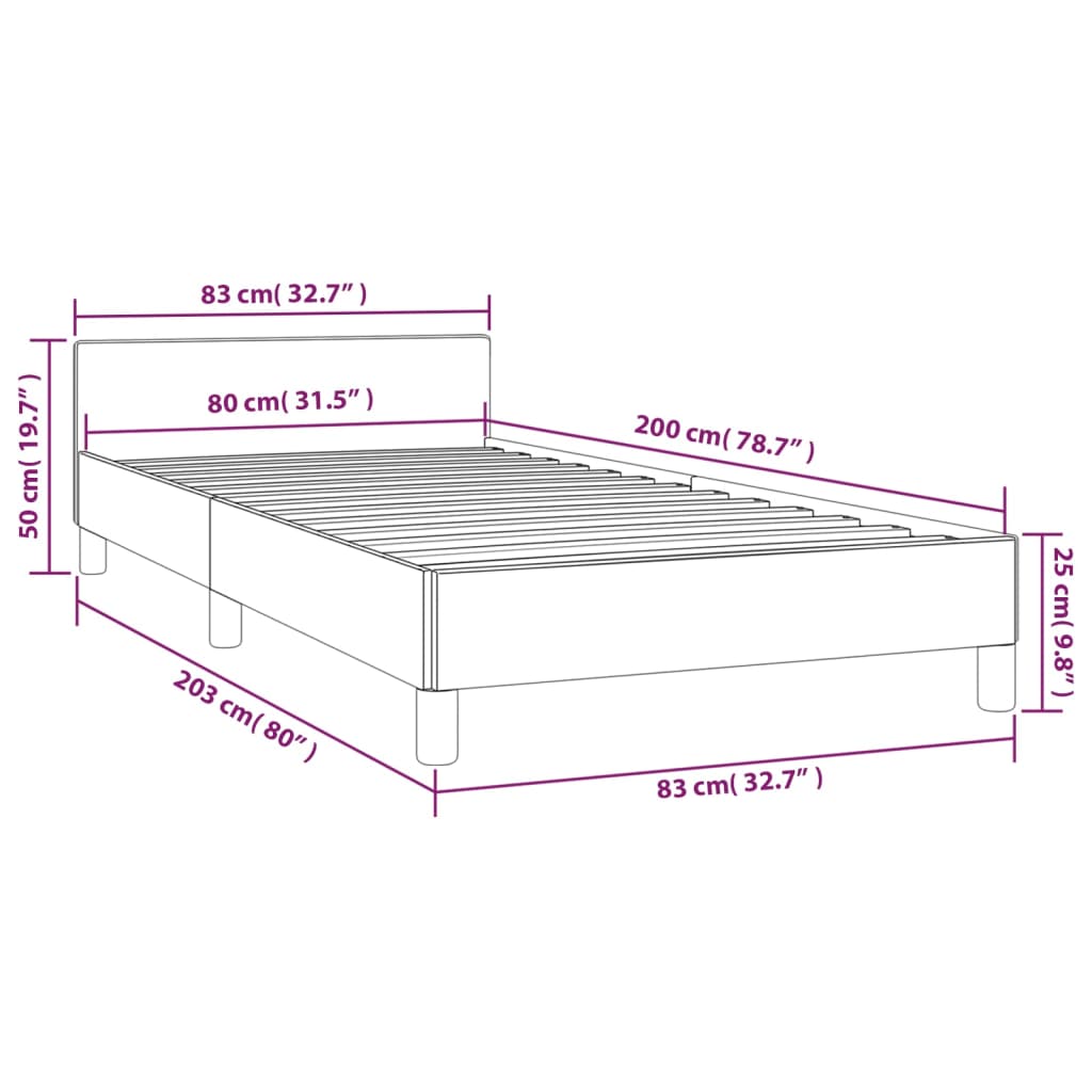 vidaXL Estructura de cama sin colchón tela marrón oscuro 80x200 cm