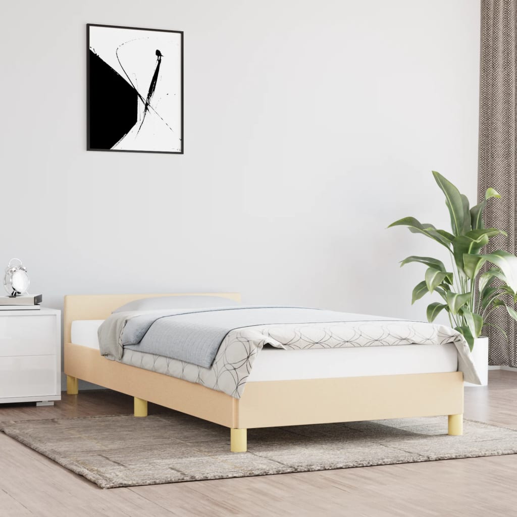 vidaXL Estructura de cama con cabecero sin colchón tela crema 80x200cm