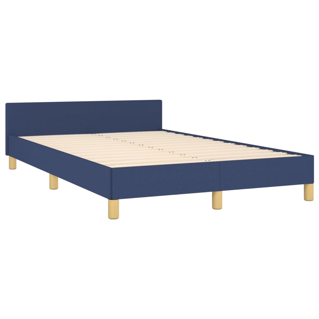 vidaXL Estructura de cama con cabecero sin colchón tela azul 120x200cm