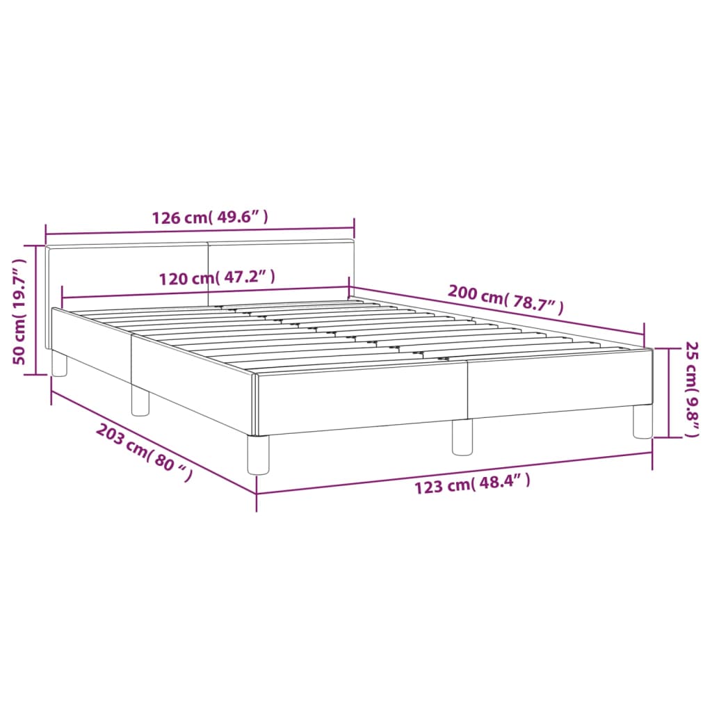 vidaXL Estructura de cama con cabecero sin colchón tela azul 120x200cm