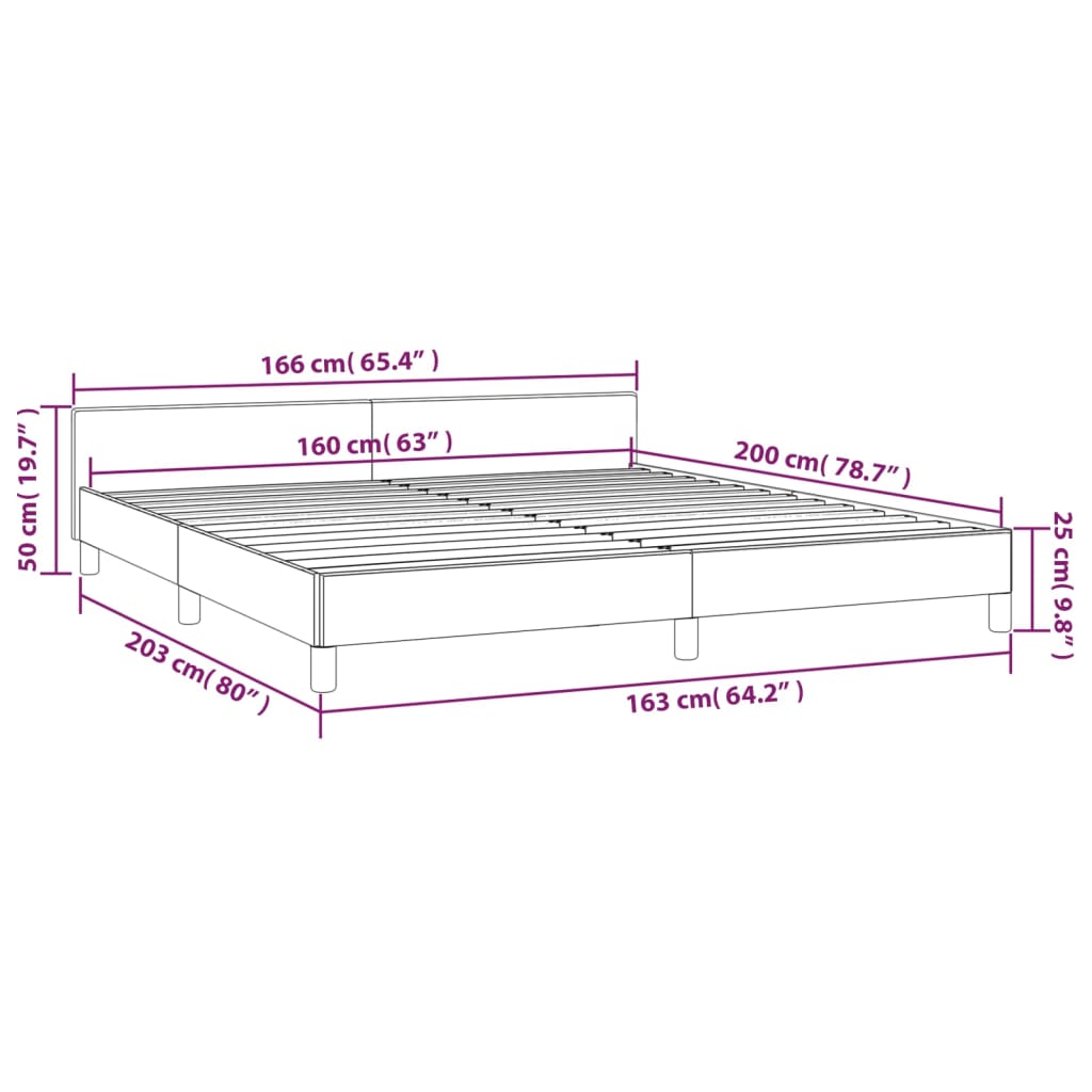 vidaXL Cama sin colchón de tela marrón oscuro 160x200 cm