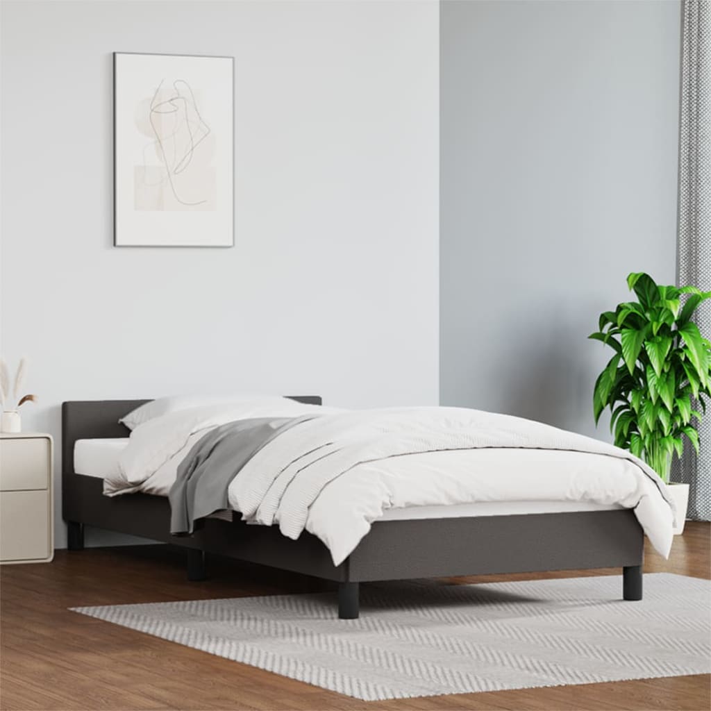 vidaXL Estructura de cama con cabecero sin colchón gris 90x190 cm