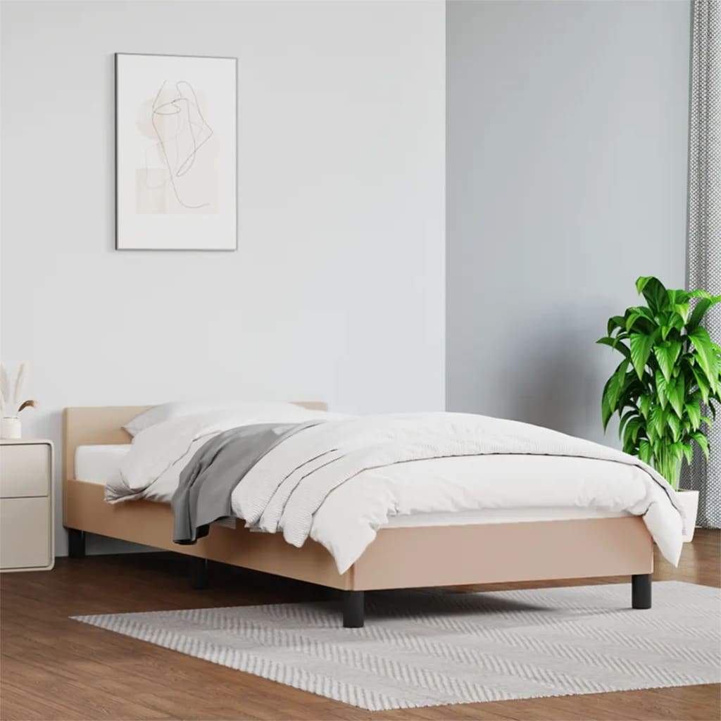 vidaXL Estructura de cama con cabecero sin colchón capuchino 90x190 cm