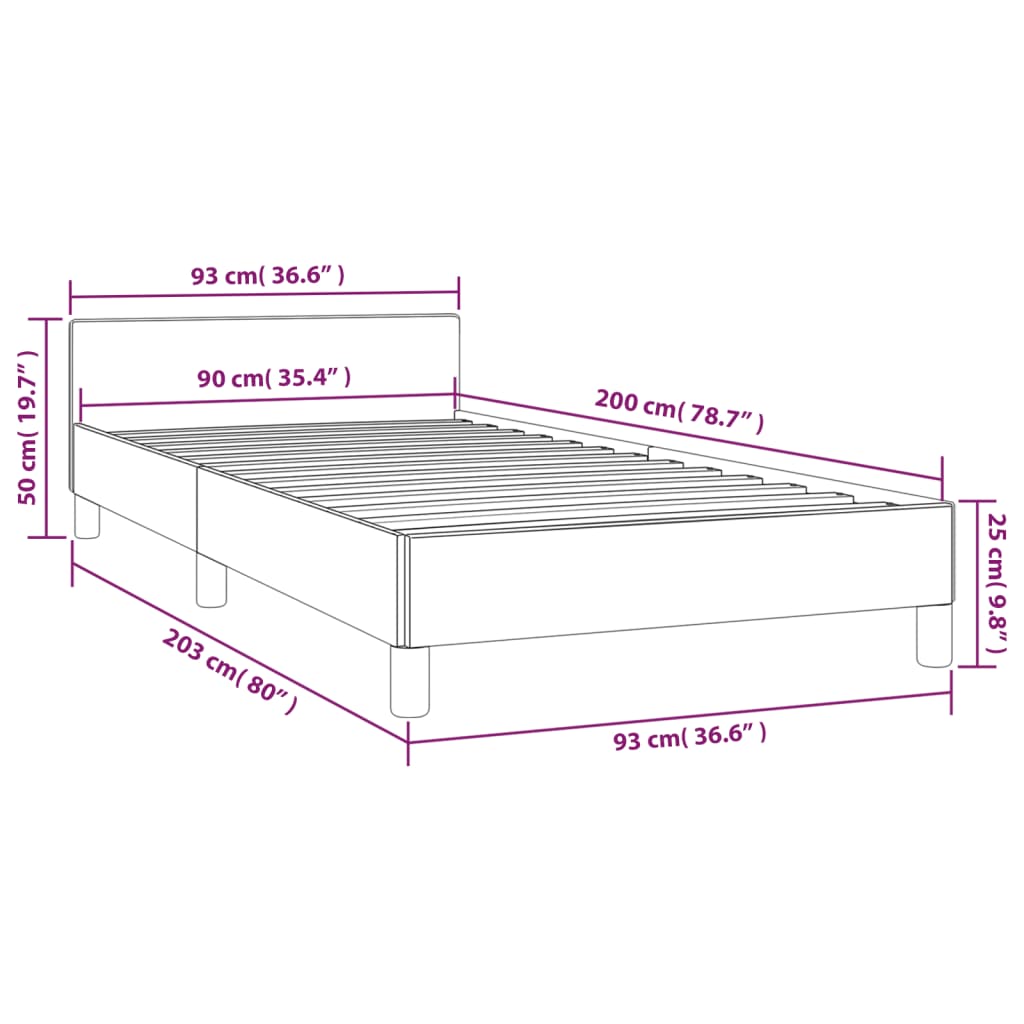 vidaXL Estructura de cama con cabecero sin colchón capuchino 90x200 cm