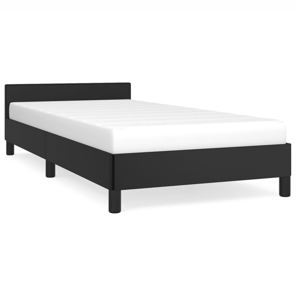 vidaXL Estructura de cama con cabecero sin colchón negro 100x200 cm