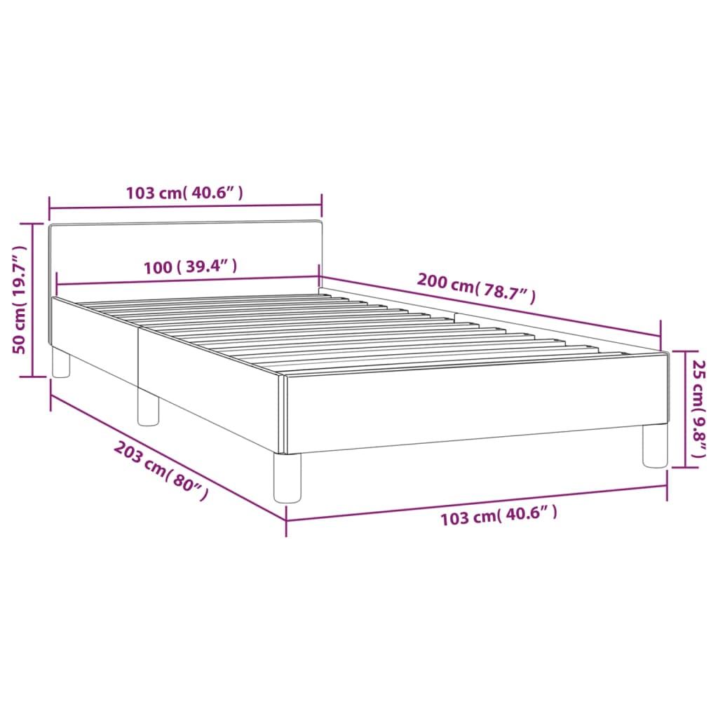 vidaXL Estructura de cama con cabecero sin colchón negro 100x200 cm