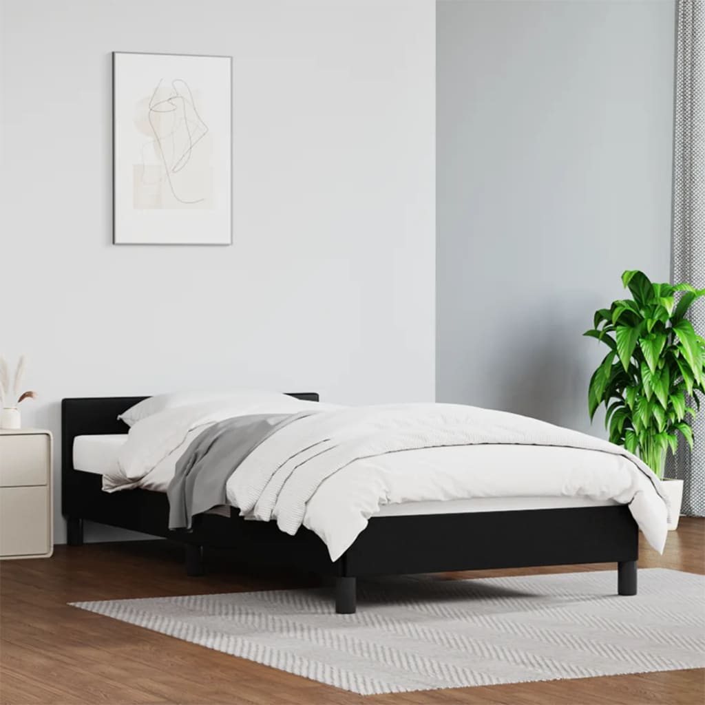 vidaXL Estructura de cama con cabecero sin colchón negro 100x200 cm