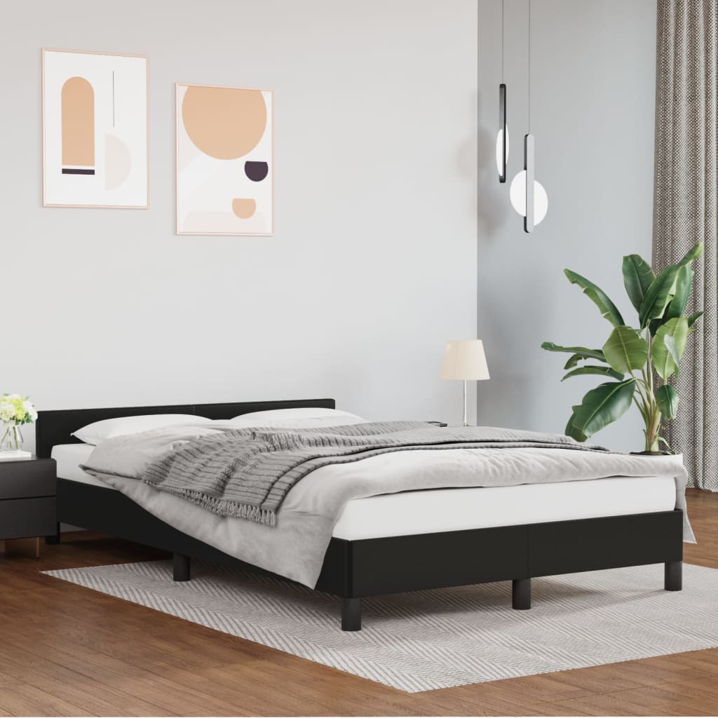 vidaXL Estructura de cama con cabecero sin colchón negro 120x200 cm