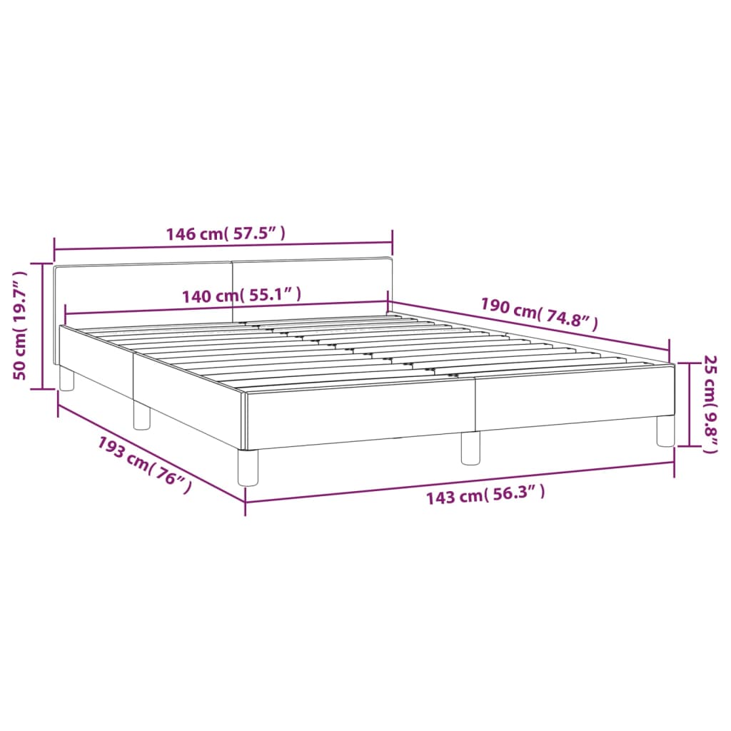 vidaXL Estructura de cama con cabecero sin colchón capuchino 140x190cm