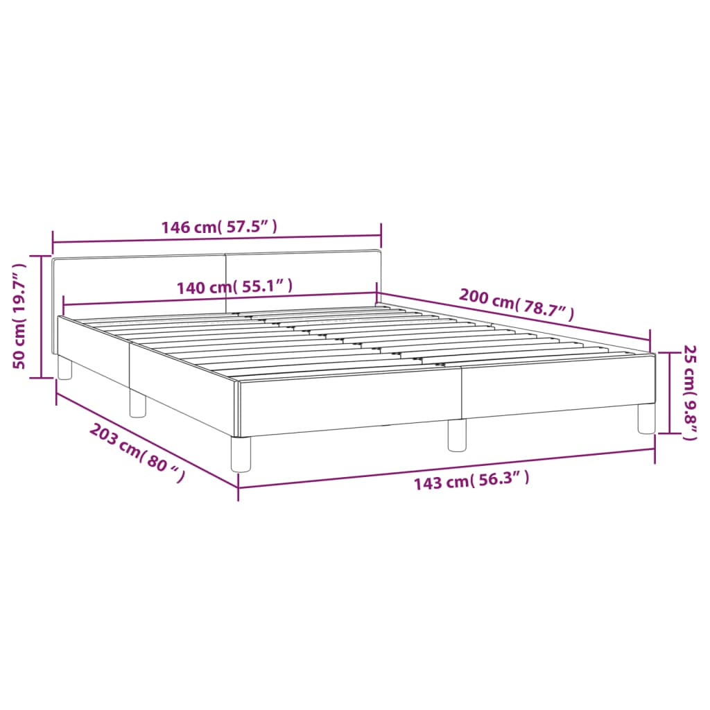 vidaXL Estructura de cama con cabecero sin colchón capuchino 140x200cm