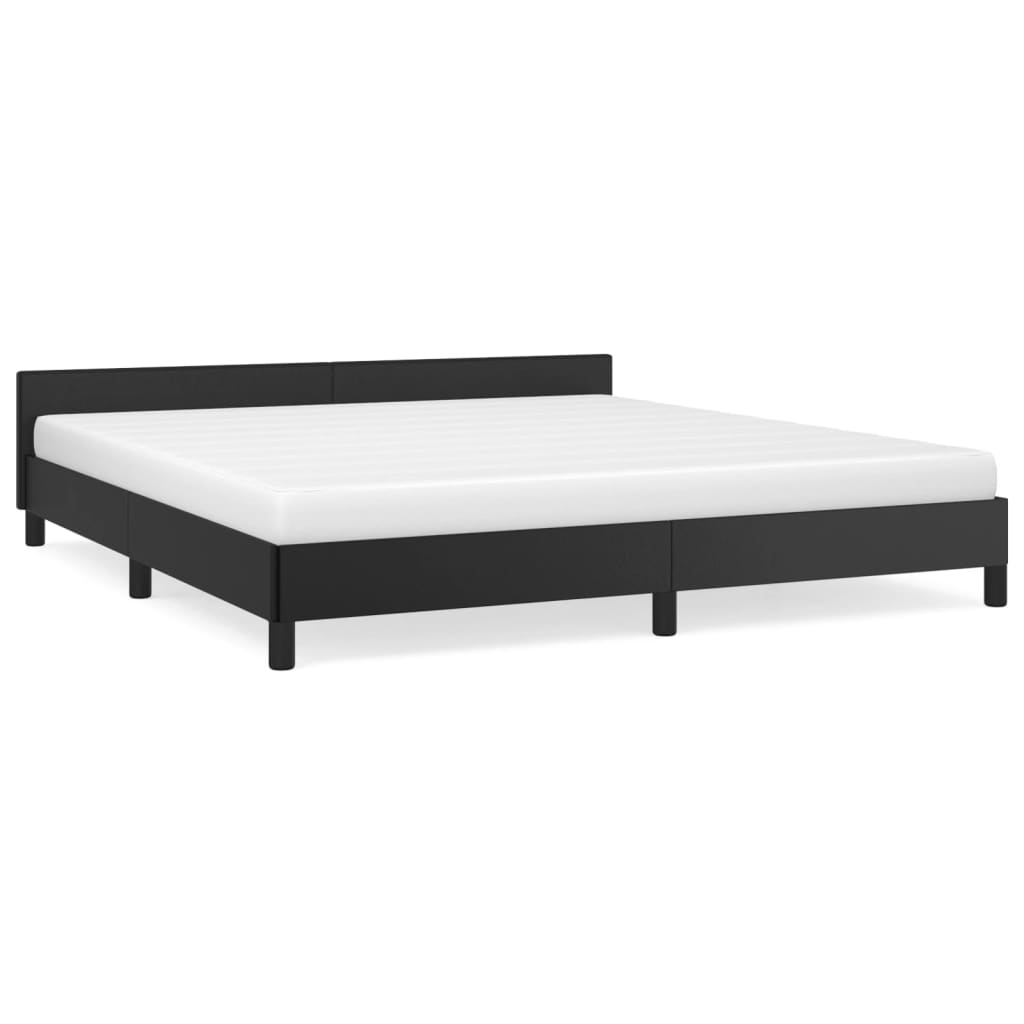 vidaXL Estructura de cama con cabecero sin colchón negro 160x200 cm