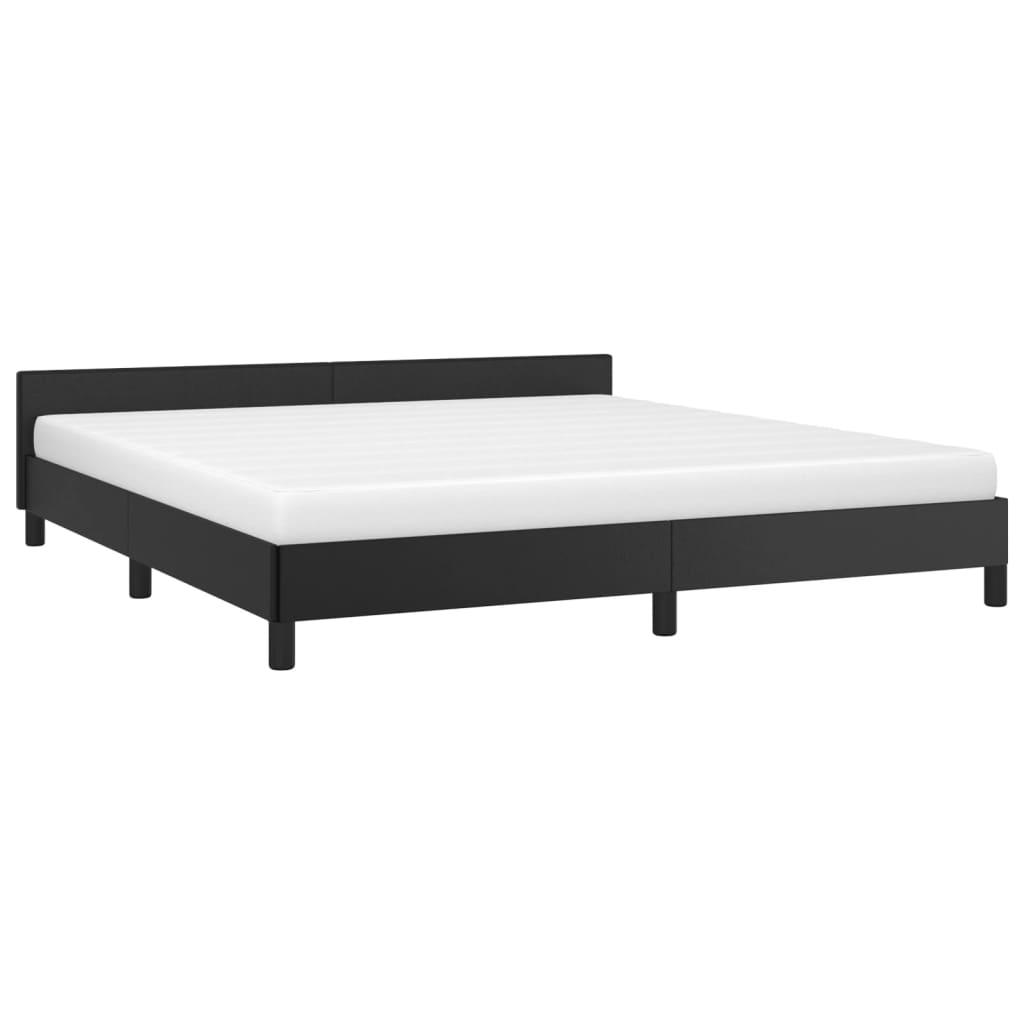 vidaXL Estructura de cama con cabecero sin colchón negro 160x200 cm