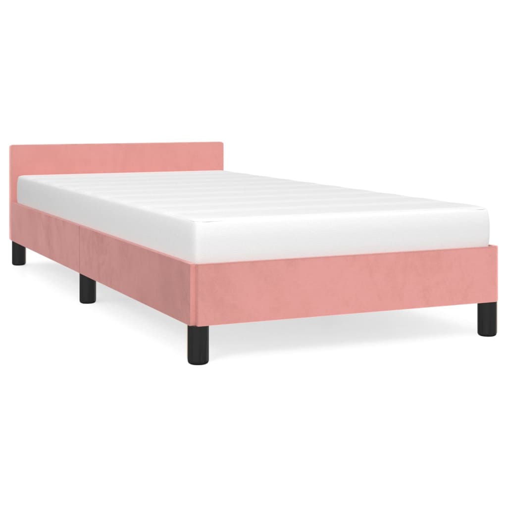 vidaXL Cama con cabecero sin colchón terciopelo rosa 90x190 cm