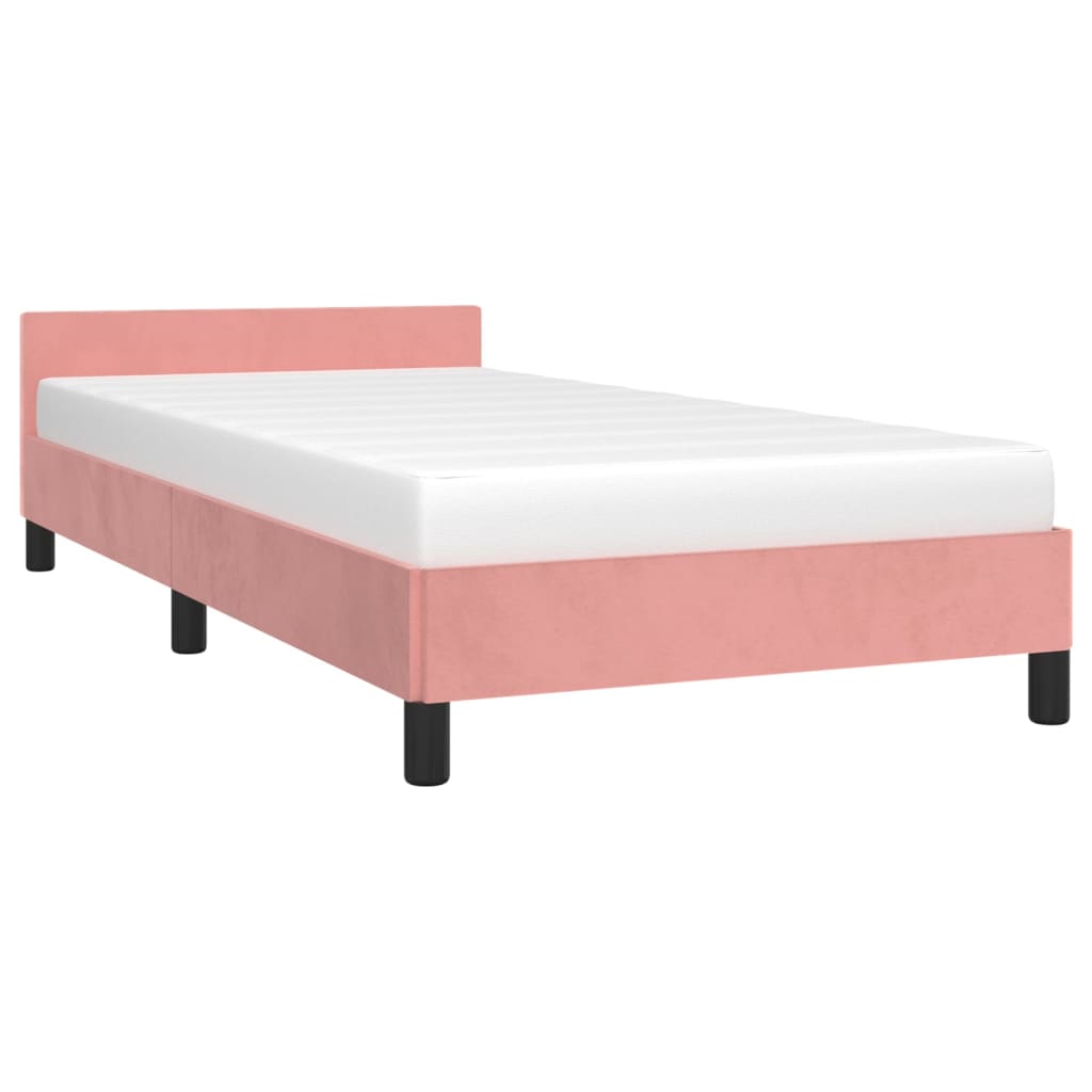 vidaXL Cama con cabecero sin colchón terciopelo rosa 90x190 cm