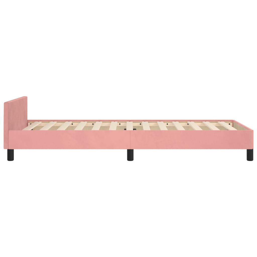 vidaXL Cama con cabecero sin colchón terciopelo rosa 90x190 cm