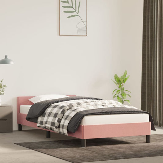 vidaXL Cama con cabecero sin colchón terciopelo rosa 90x190 cm