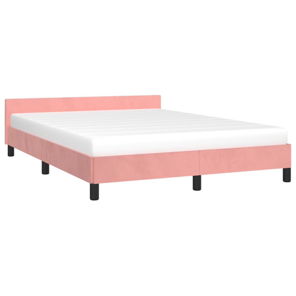 vidaXL Cama con cabecero sin colchón terciopelo rosa 140x200 cm