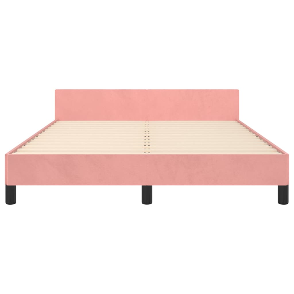 vidaXL Cama con cabecero sin colchón terciopelo rosa 140x200 cm