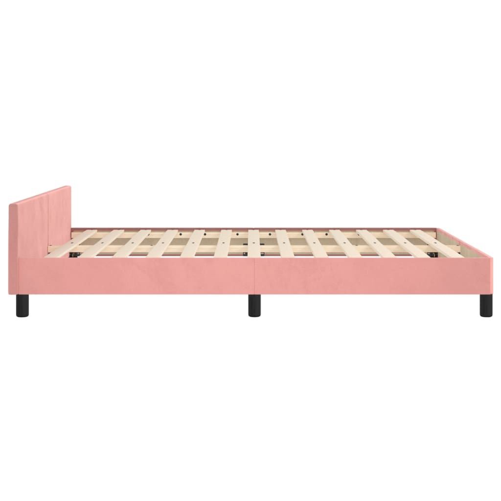 vidaXL Cama con cabecero sin colchón terciopelo rosa 140x200 cm